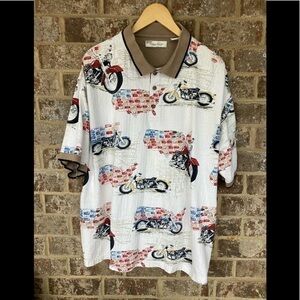 American Summer Patriotic Polo Shirt Blue Red White Men’s XXL